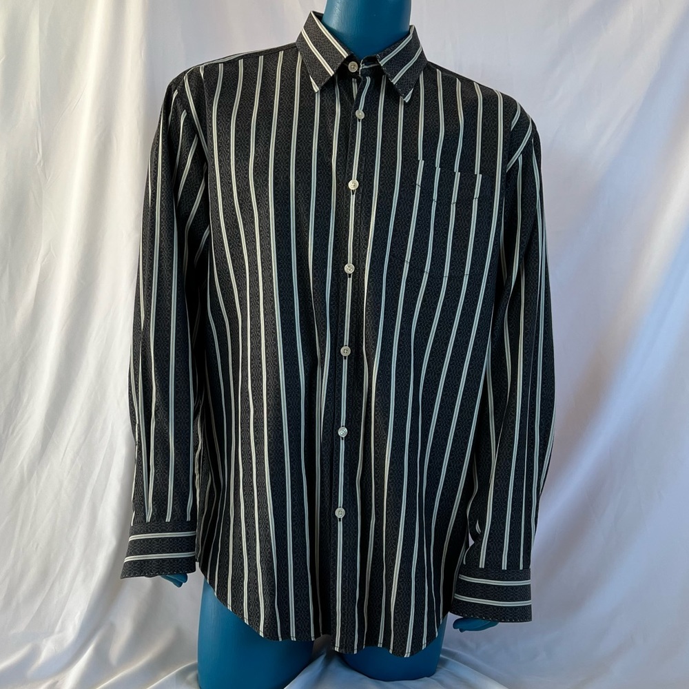 Men's TOMMY BAHAMA DENIM Vintage Long-Sleeved Button Shirt. XXL. Black&Gray